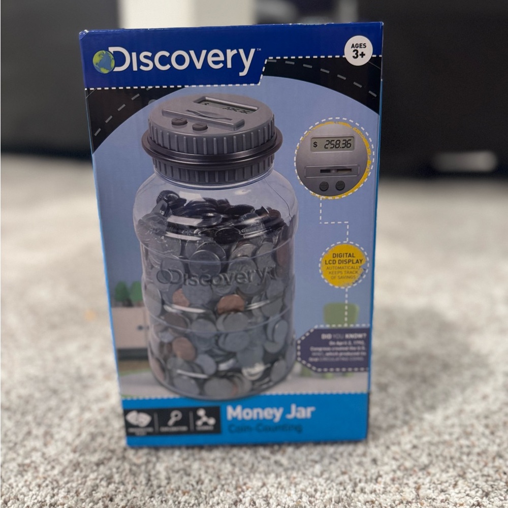 Discovery Digital Coin Counting Jar with Gray Lid